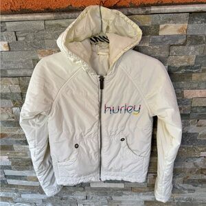 Hurley Cream Hooded Jacket with Multicolor Logo